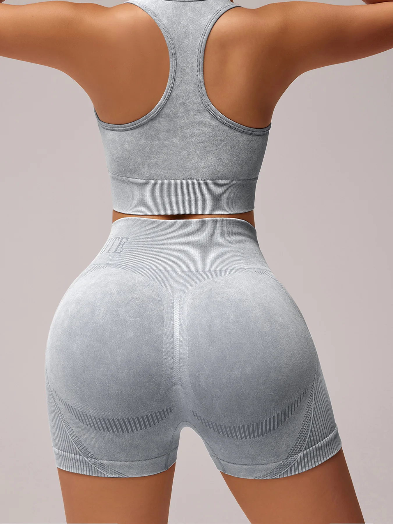 Damen Sand-Wash High-Waist Yoga-Shorts mit Bauchkontrolle und Po-Lifting-Effekt, Hochelastische Slim-Fit Sporthose für Laufen, Fitness und Workout – Detail 21