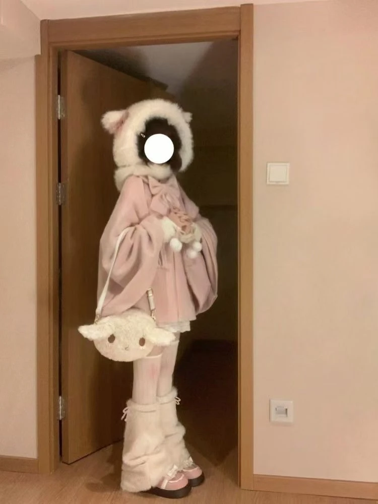 Otoño cálido coreano Popular mujer capa abrigo japonés Lolita dulce arco adelgazante chica mágica diseñador Chic Ponchos ropa de mujer