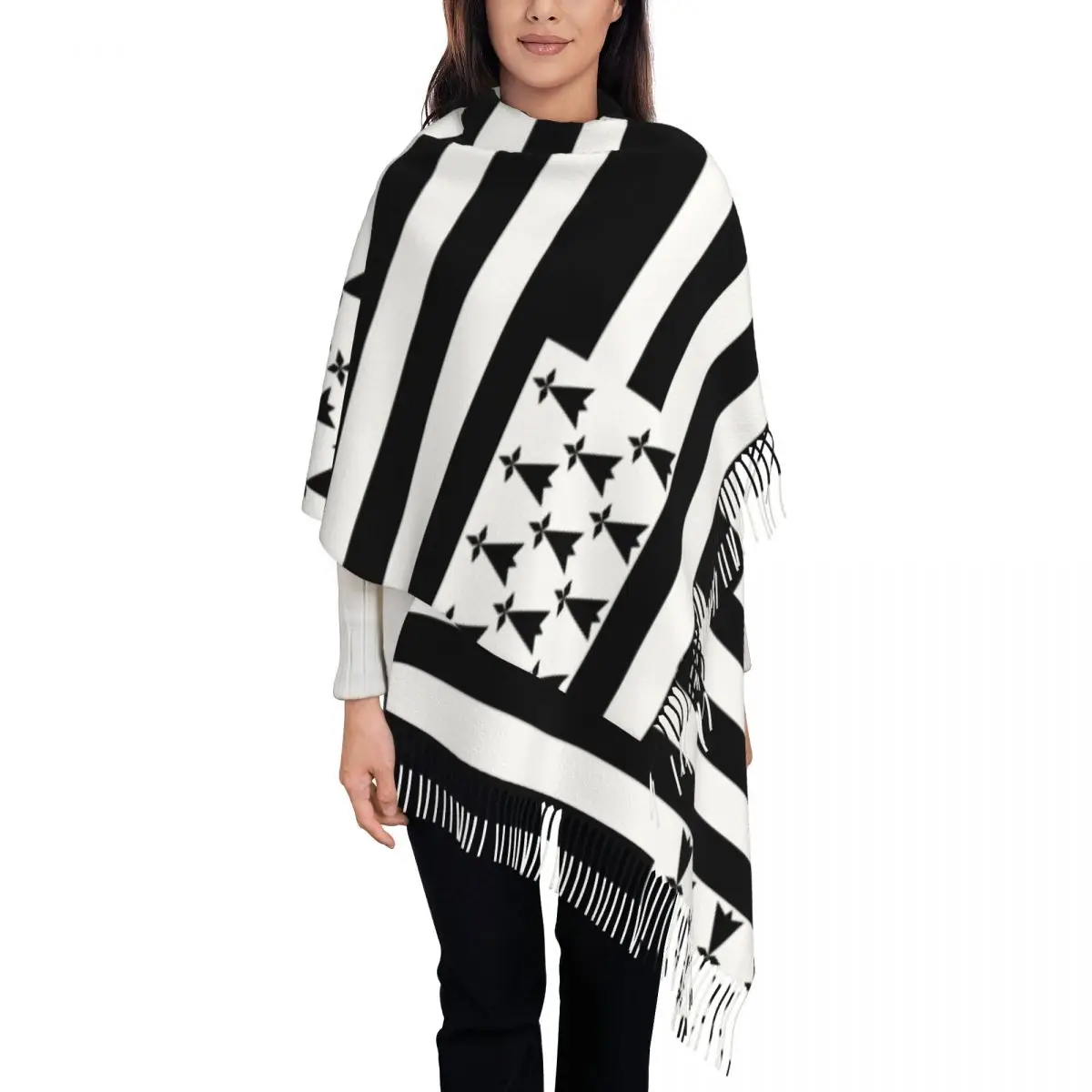 

Flag Of Brittany Women's Tassel Shawl Scarf Fashion Scarf