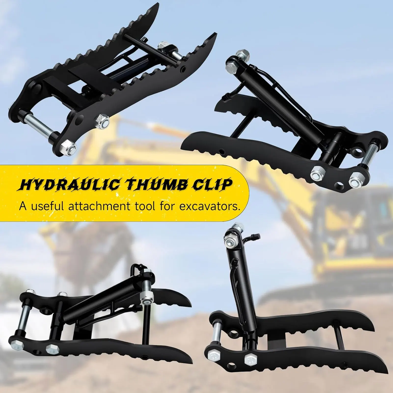 

Black Hydraulic Thumb Clip Mn Steel Mini Excavator Single Hole Hydraulic Thumb Clip with M14 Hose Mini Excavator Thumb Clip