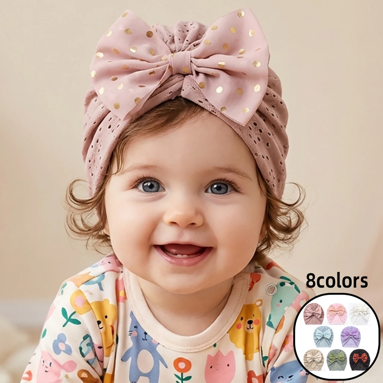 

Summer Hollow Breathable Baby Turban Hat Big Bow Newborn Headscarf Cap 0-2Year Girls Headwear Solid Color Kids Bowknot Beanies