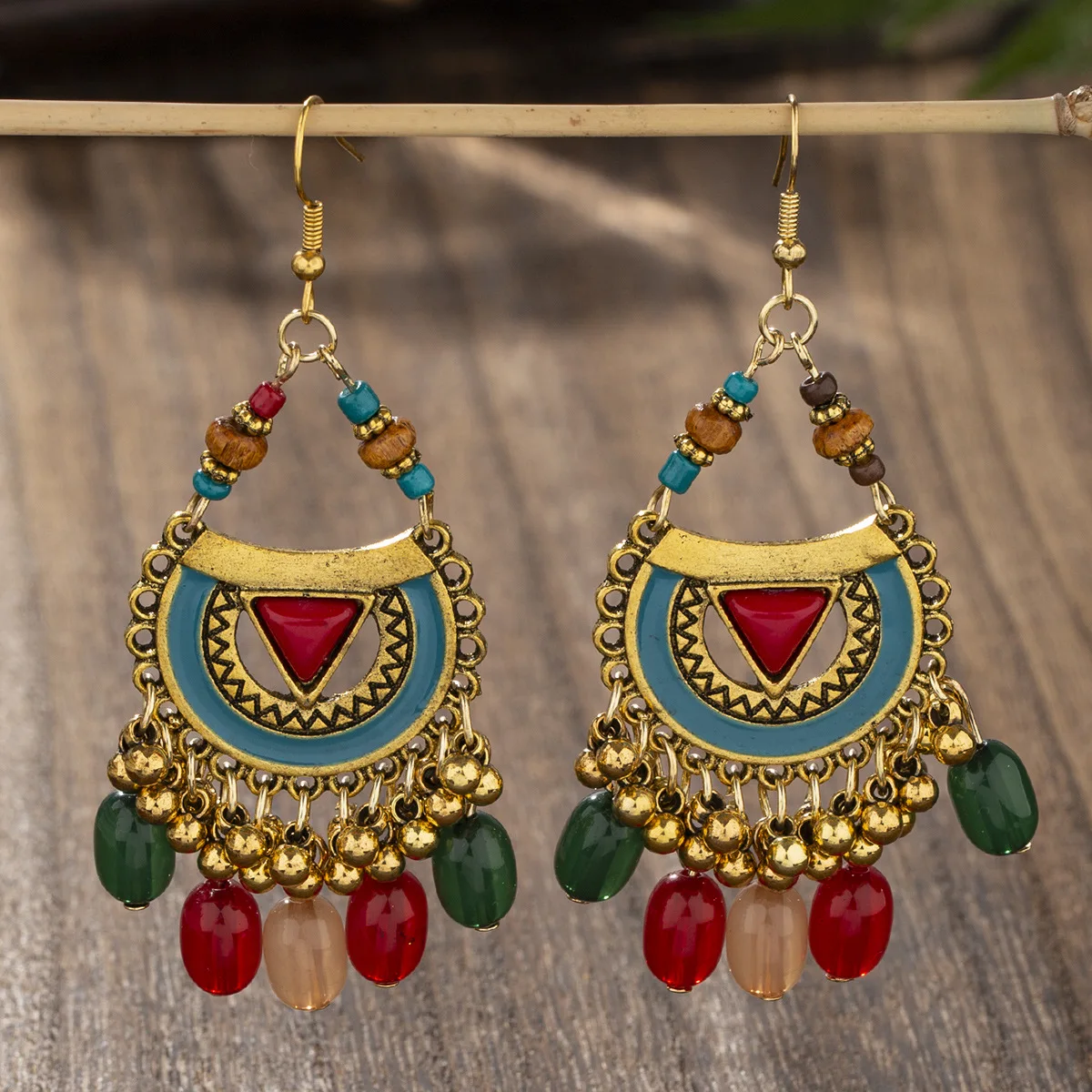 AliExpress أقراط على الطراز العرقي الأكثر مبيعًا عبر الحدود، وأجراس بوهيمية كلاسيكية للسيدات، وأقراط مهدبة، وأقراط إبداعية. #1