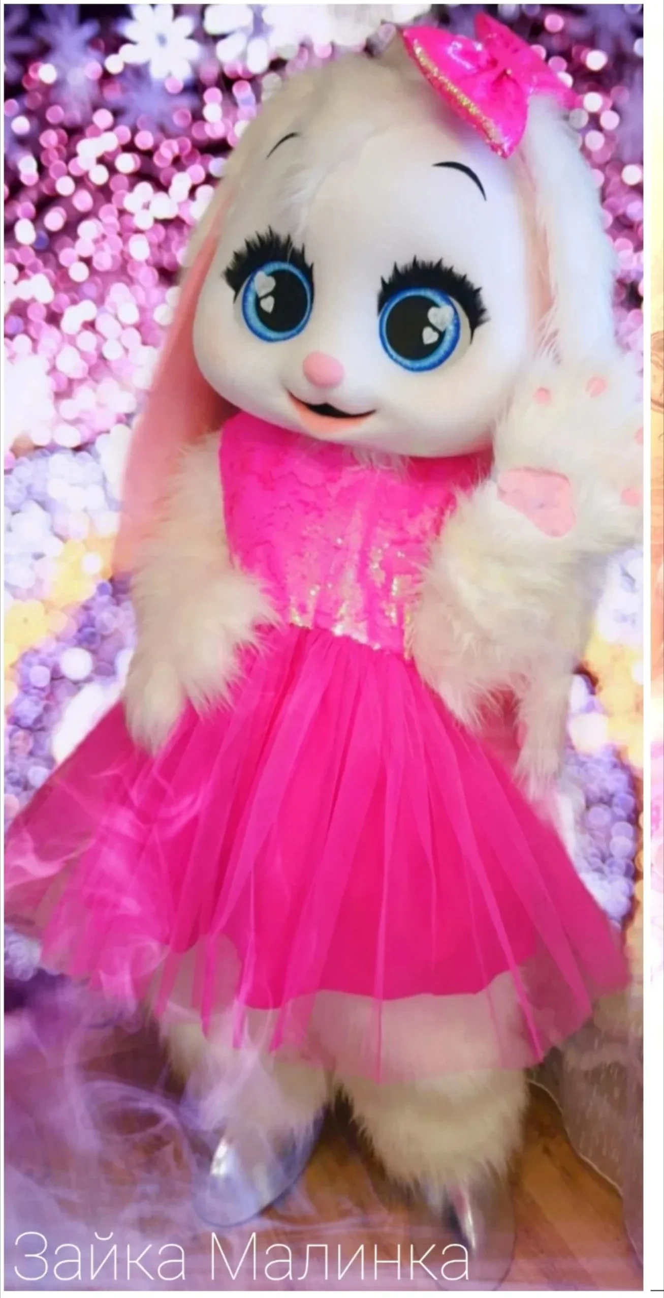 Rosa Kleid Kaninchen Maskottchen Kostüm Lila Anzug Weißer Hase Bühnenkleidung Charakter Kostüm für Halloween Weihnachten