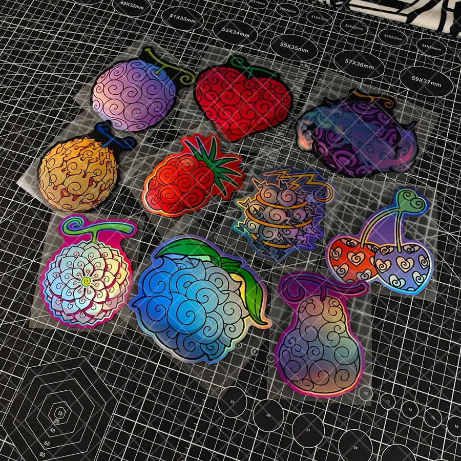 قطعة واحدة من ملصق الفاكهة الملونة على شكل دراجة نارية للسيارة، ملصق بنمط فريد، ملحق خارجي مخصص للسيارات