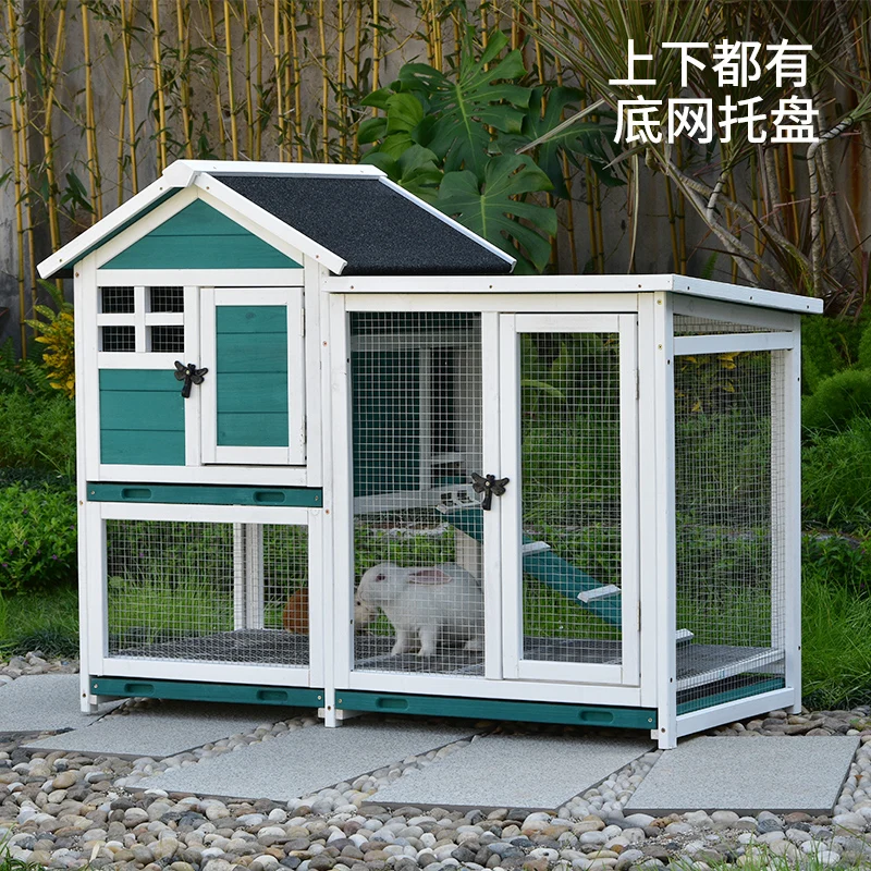 

Rabbit cage anti-spray urine luxury double-layer drawer rabbit nest solid wood pigeon cage chicken cage bottom net outdoor free