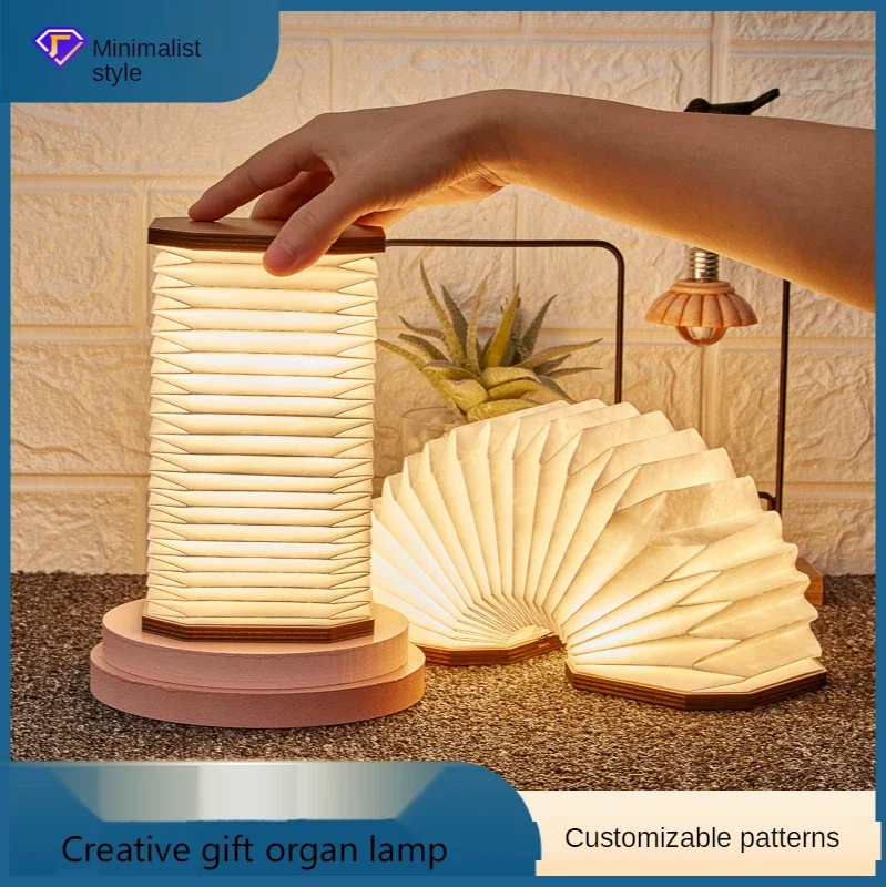 New Creative Gift Organ Lamp Wooden Simple European and American Style Table Lamp Gift Custom Bedroom Decoration Night Light