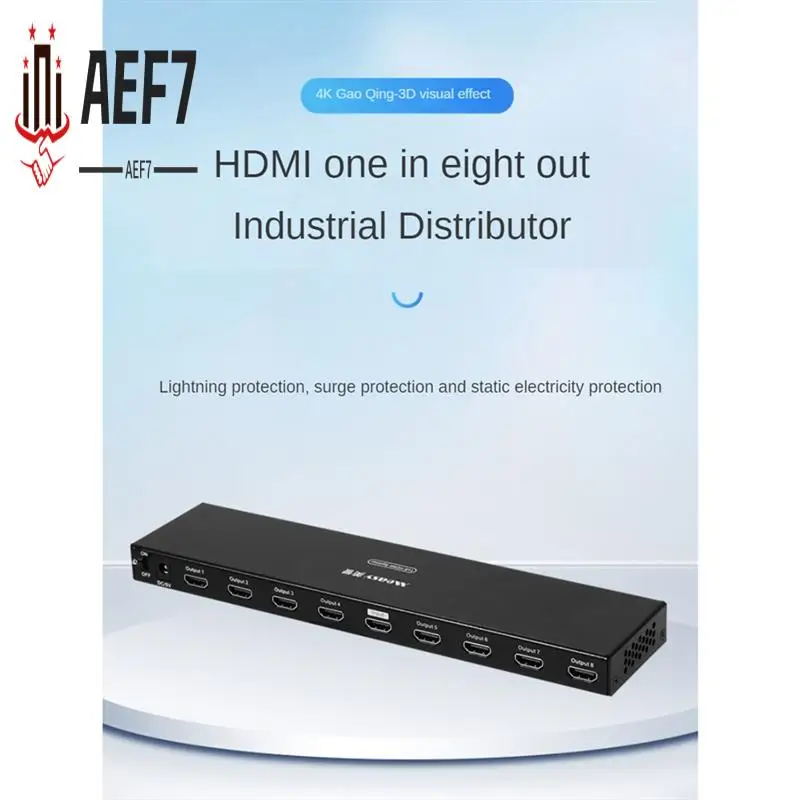 

AEF7-Measy 1 Input 8 Output Splitter -Compatible Splitter 4K 30HZ Display Duplicate Amplifier Splitter For TV Video