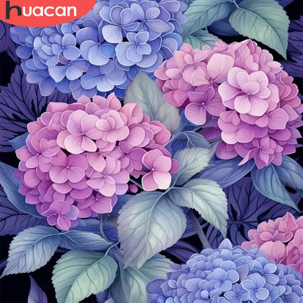 HUACAN 5D Diamond Painting Hydrangea Full Square Round Drill Mosaic Flower Complete Kit Creativity Home Decoration