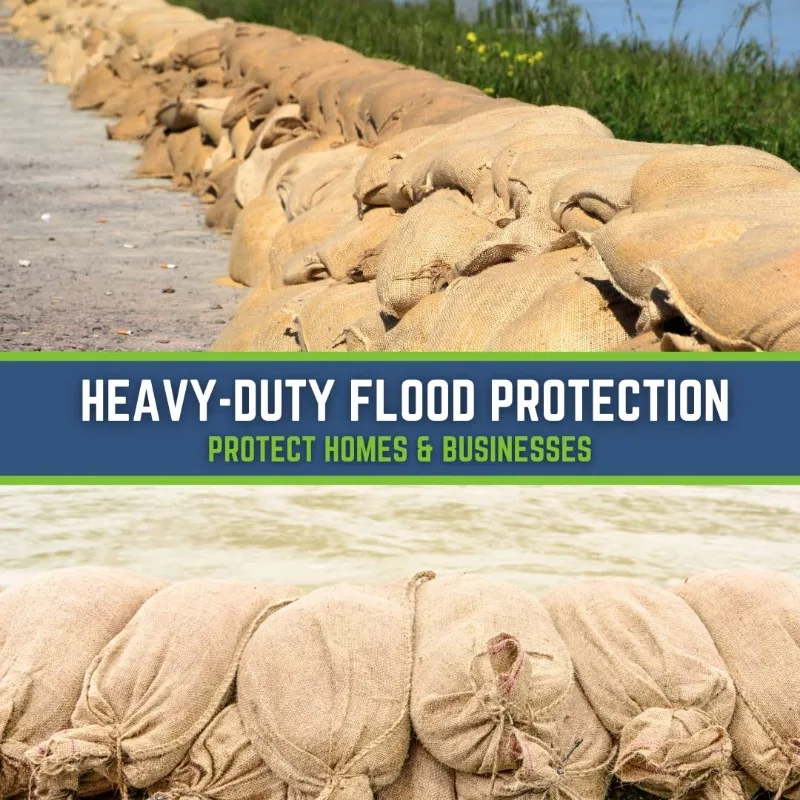 Heavy Duty Burlap Sand Bags with Tie Strings Empty Sand-Bags for Flooding and Erosion Control, 14x26 inches, Pack of 10