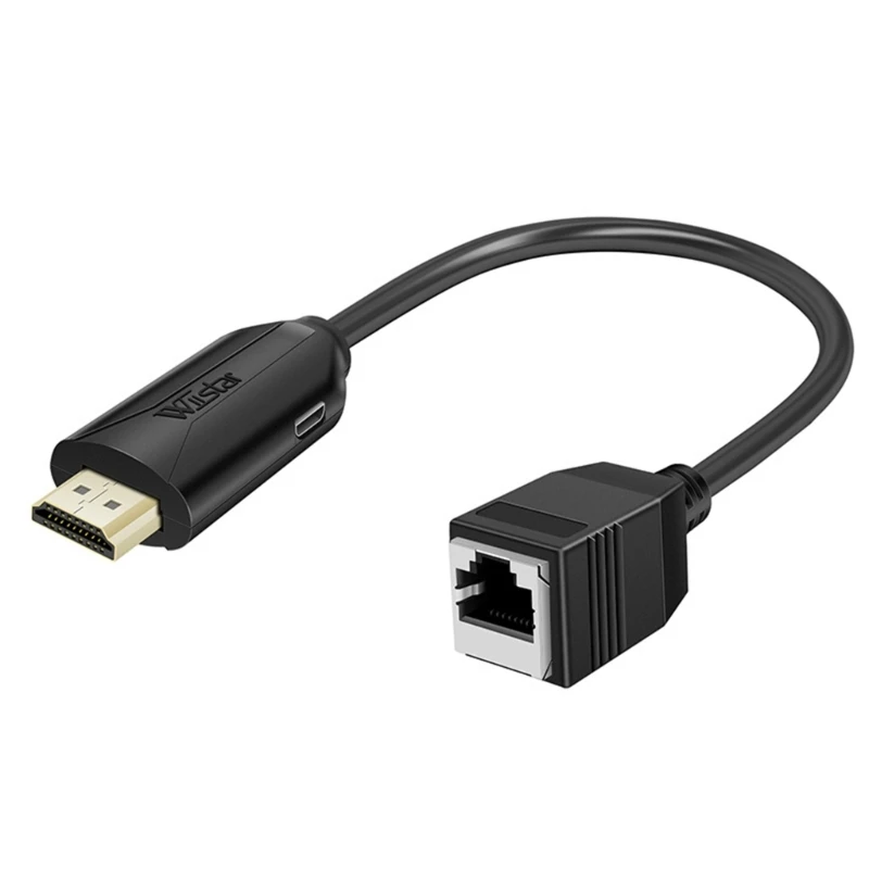 

HDMI-compatible Extension Cable with Integrated Soldering RJ45 Lan Ethernet Extender TX RX Female Male with Power Cable