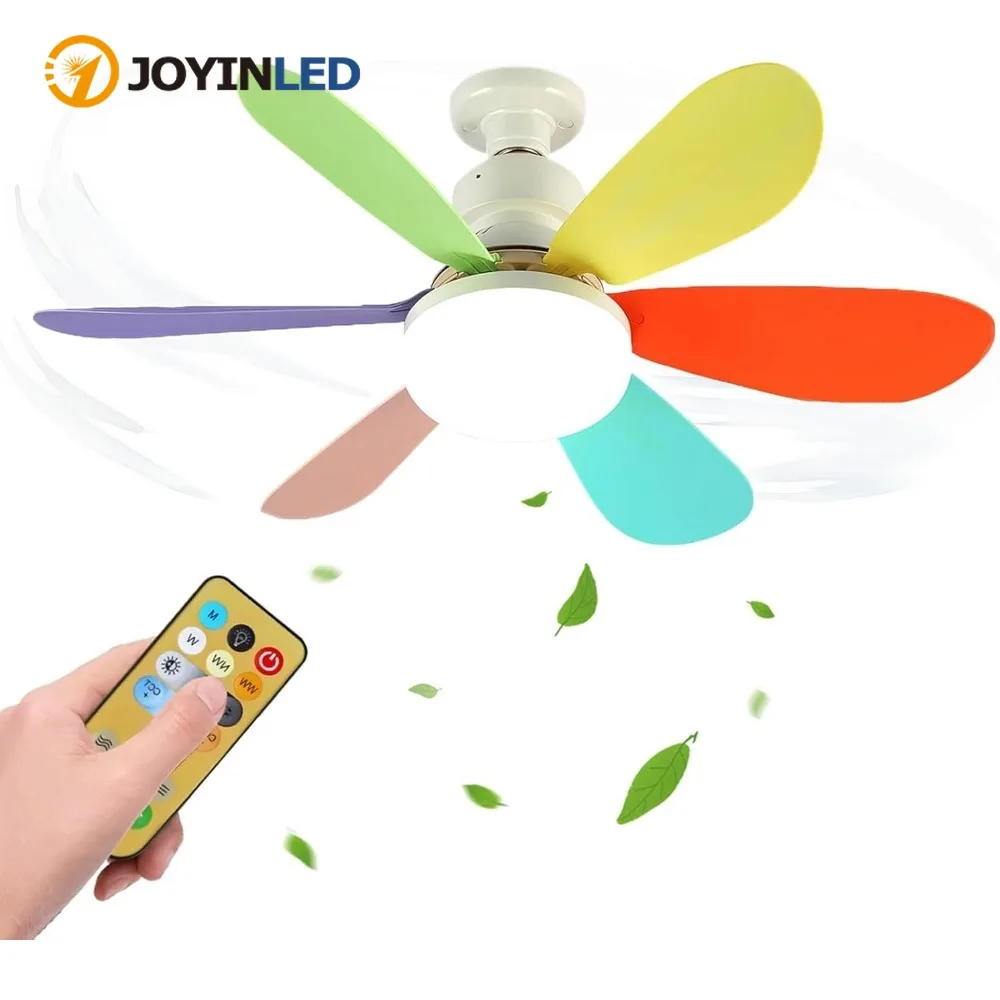 Ventilateur de plafond LED dimmable JOYINLED 30/40W avec télécommande, lampe suspendue E27 pour salon, bureau, décoration intérieure 85-265V