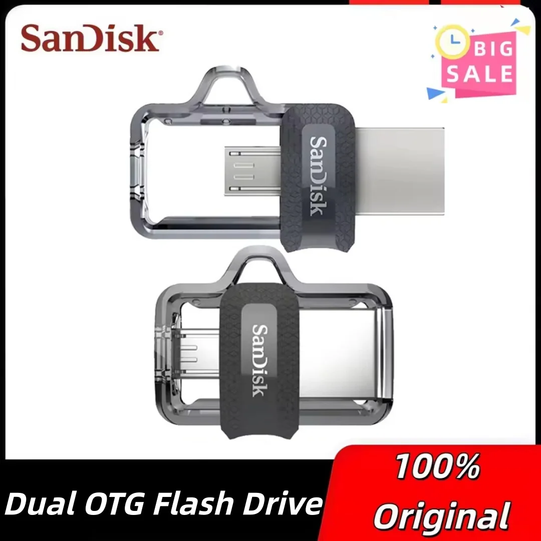 

Высокоскоростная флеш-память SanDisk Extreme Dual OTG 256 ГБ SDDD3 32 ГБ 64 ГБ 128 ГБ, скорость до 150 МБ/с, USB-накопитель