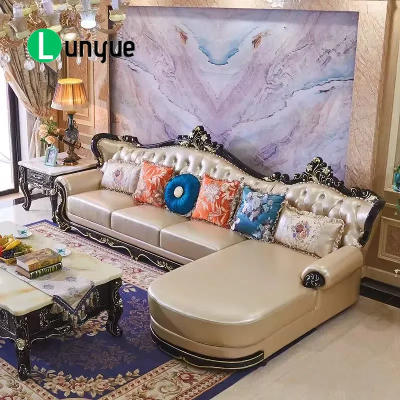 Modern Luxury Leather L Shaped Sofa Set with Recliner Solid Wood Frame Retractable Combination Couch for Living Room