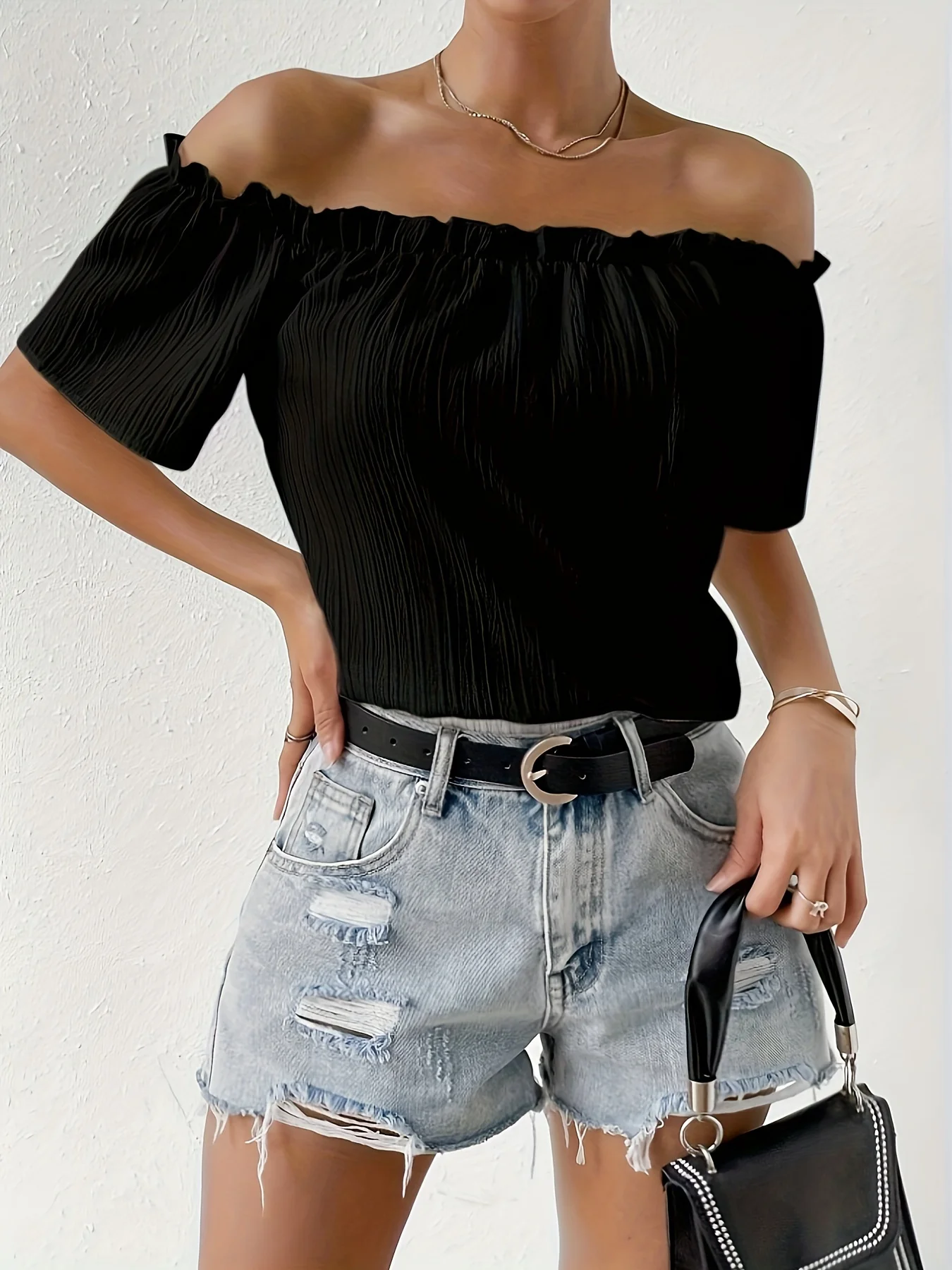 Summer Elegant Strapless Shirt for Women Casual Office Lady Solid Chiffon Blouses Fashion Off the Shouder Tops