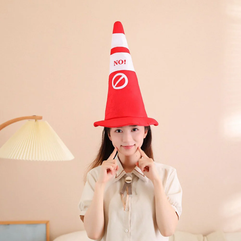 Funny Party Hat Halloween Costumes Traffic Cone Plush Novelty Headgear Headwear