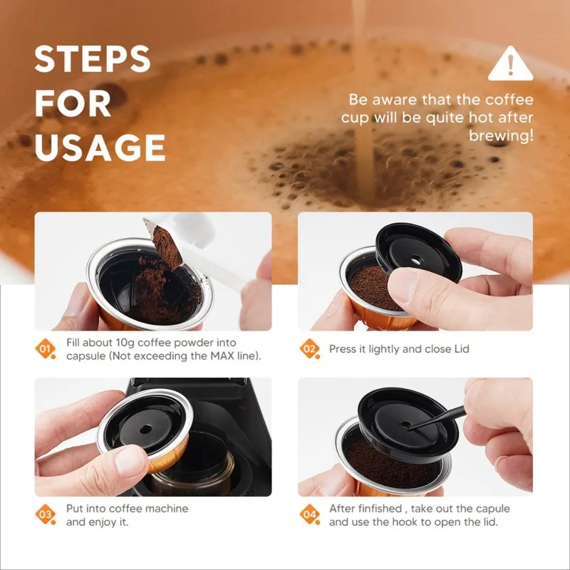[UPUP]Reusable 2Pcs Coffee Capsule Pods For Vertuoline Next 80Ml Refillable Capsules Filter For Rich Crem