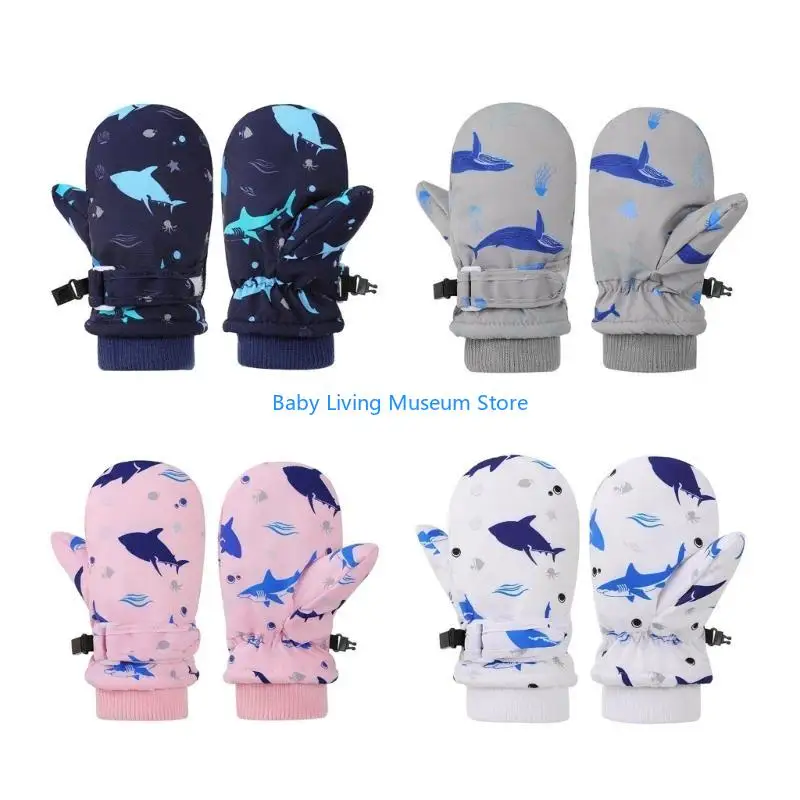 

P31C Thicken Thermal Mitts Gloves Ski Gloves Printed Whale Pattern Splashproof Mittens Ice Skating Gloves Warm Snow Gloves