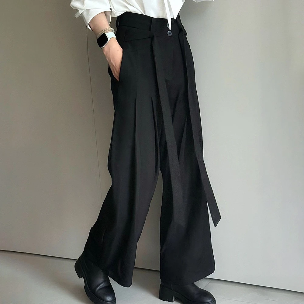 Pantalon de costume avec ruban de couleur unie pour hommes, nouvelle collection d'été, tendance amér