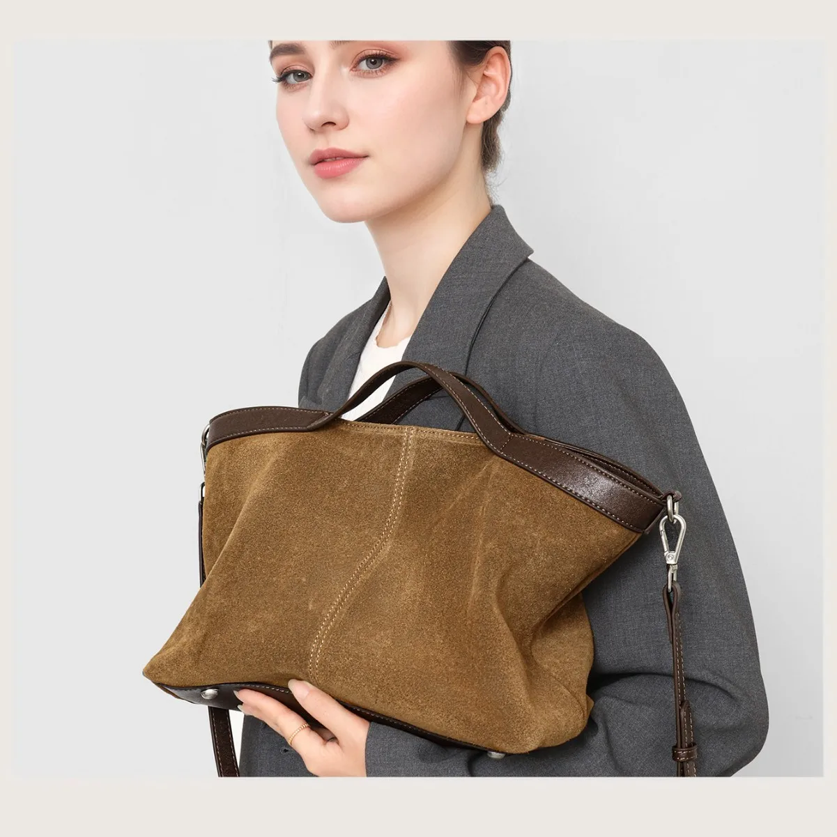 

New Women's Soft Leather Bag Simple Style Tote Minimalist Design Casual Crossbody Shoulder Purse Daily Commute Fashion Handbag