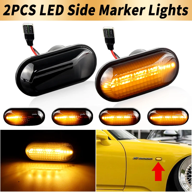 2PCS LED Dynamic Turn Signal Side Marker Lights Canbus For Honda Prelude CRX S2000 Integra Del Sol Acura Civic Car Accessories