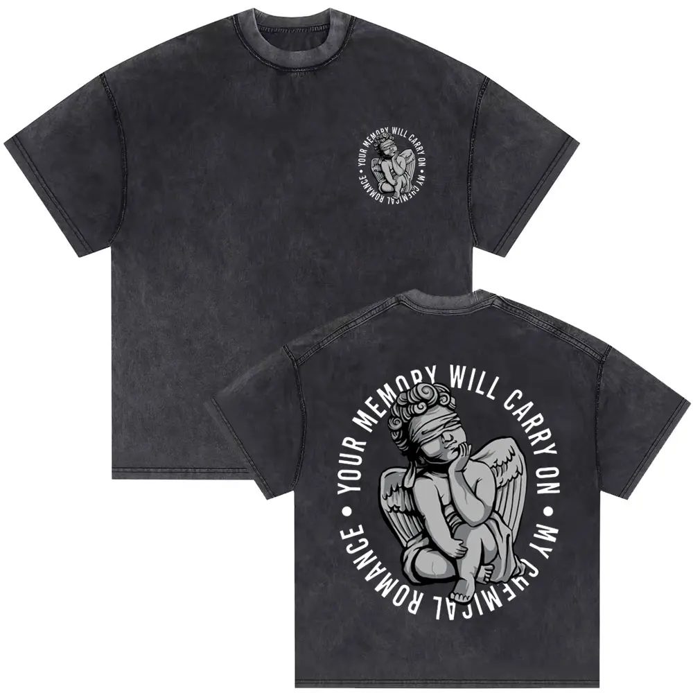 

Washed Vintage My Chemical Romance Your Memory Will Carry on Graphic T Shirt Men Women Punk Emo Rock Casual Pure Cotton T-shirt