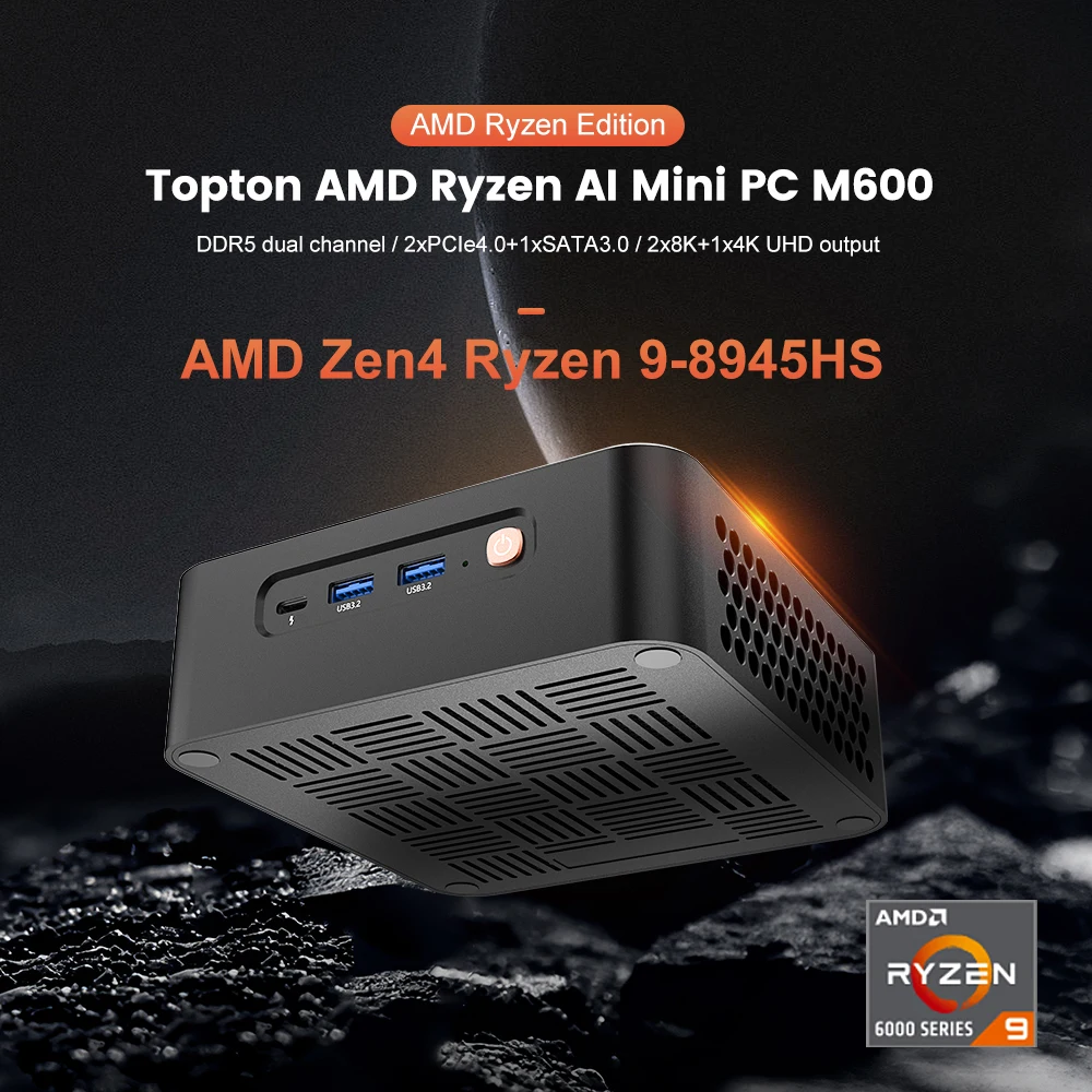 Mini Pc Amd Ryzen 9 8945hs (8c/16T, Tot 5.2Ghz) Micro-Computer Hdmi Dp Usb4 (8K @ 60Hz) Radeon 780M Grafische Kleine Vormfactor