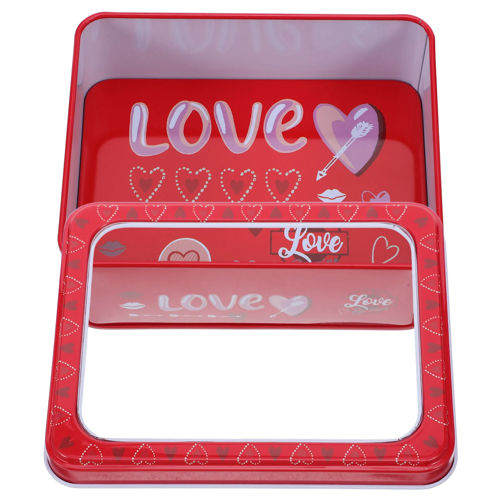 

Valentine Day Cookie Tins Lid Elegant Festive Design Holiday Biscuit Box Sweet Treats Storage Metal Tinplate Present Packaging