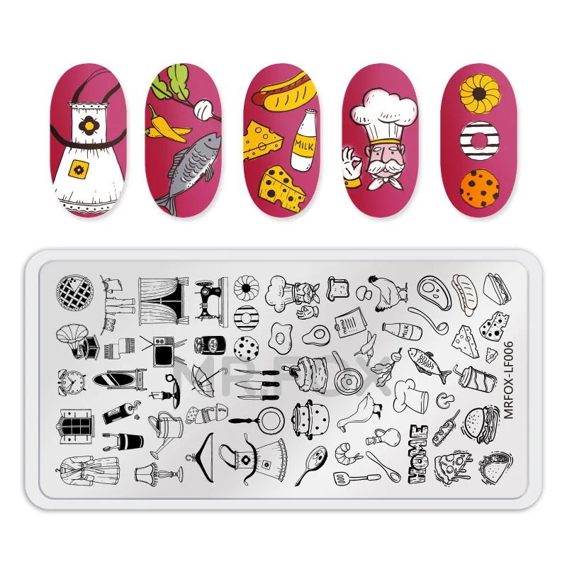 Ice cream Nail Stamping Plates Rectangle Template Stencils Nail Art Stamp Image Plate Manicure Stainless Steel Nail Print Tools