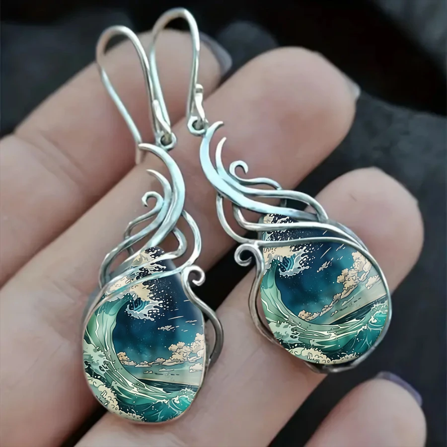 Серьги-волны-в-морском-стиле-2-шт-уникальные-ювелирные-украшения-подарки-на-Рождество