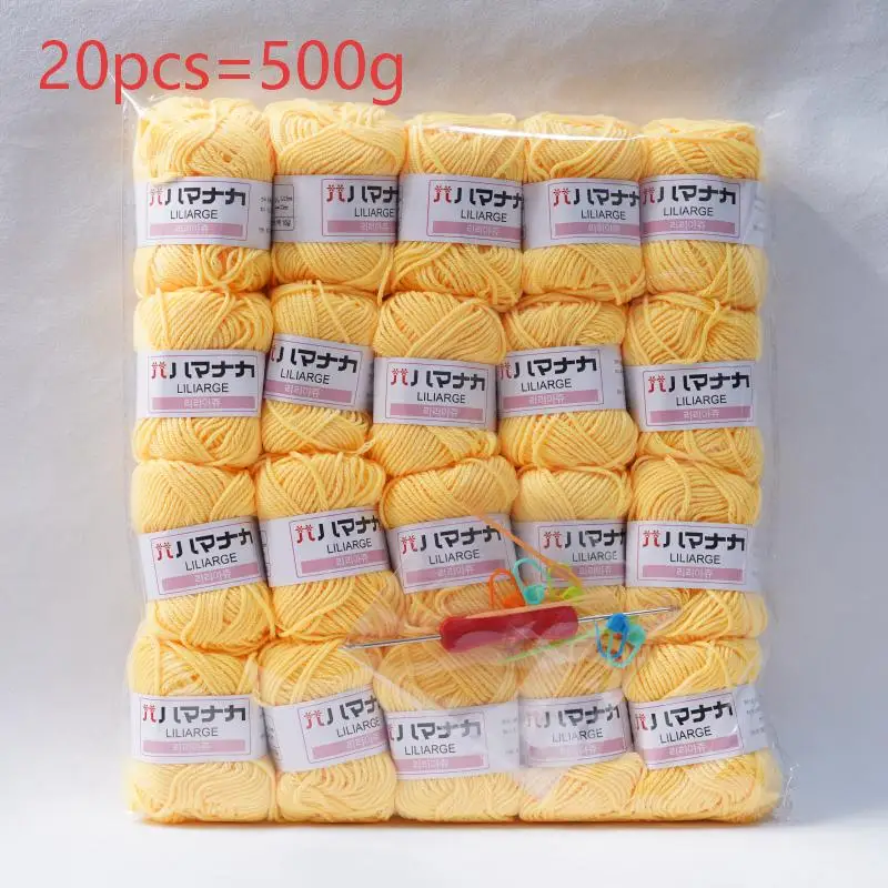 20Balls 500g Milk Cotton Yarn Worsted Dyed Baby Wool Yarn for Hand Knitting Scarf Sweater Crafts Crocheting Material Supplies