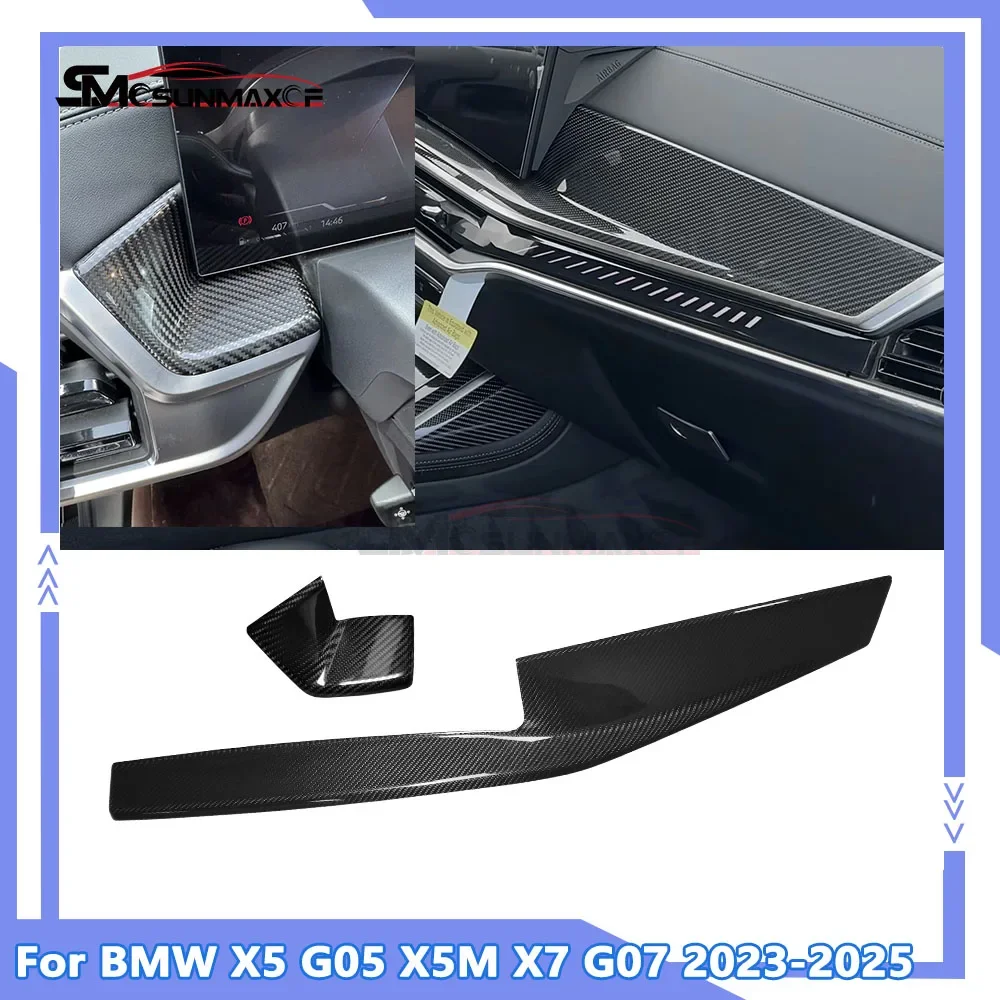 

Для BMW X5 G05 X5M F95 X7 G07 LCI 2023-2025 LHD внутренняя панель из настоящего углеродного волокна, крышка панели приборной панели, аксессуары для салона автомобиля