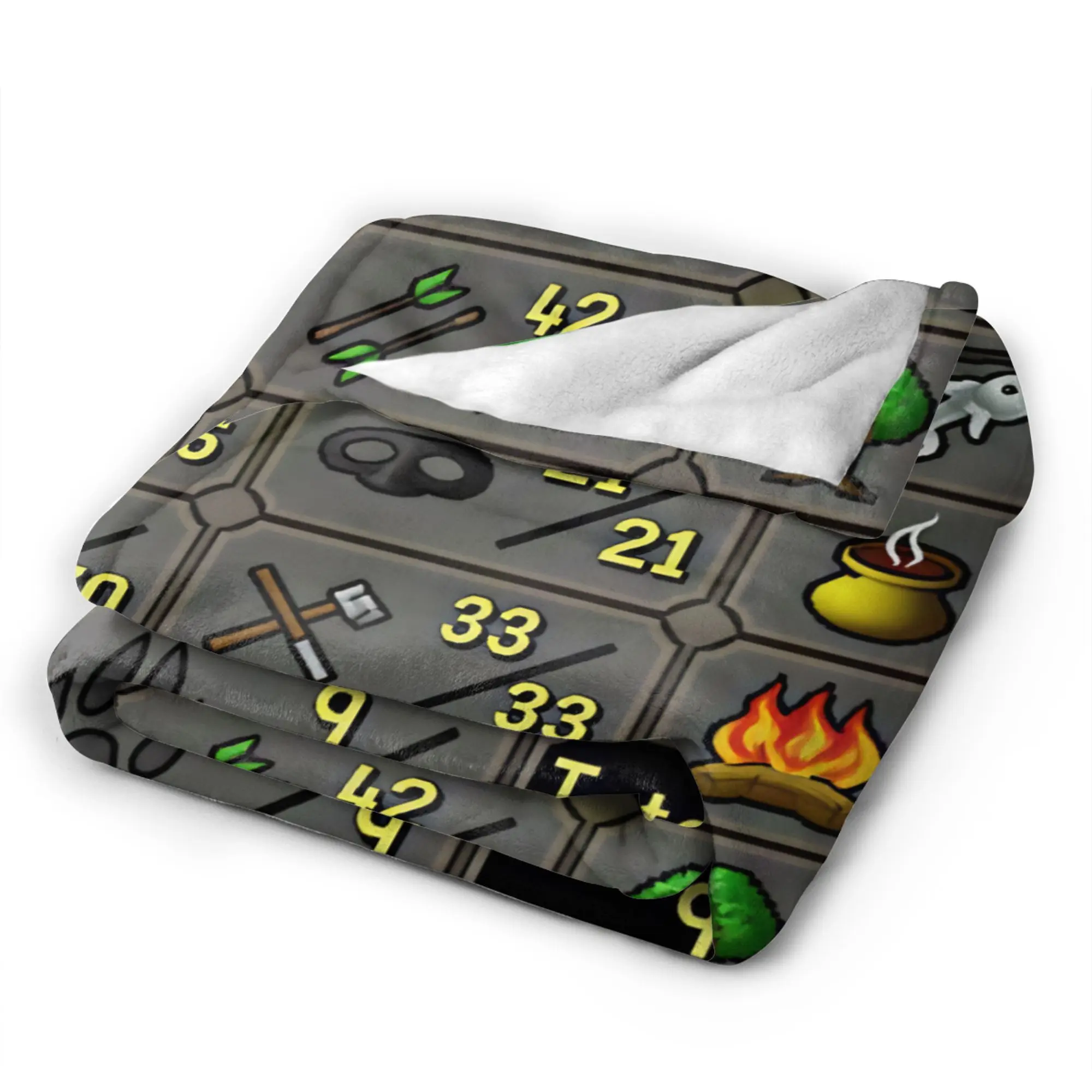 Old School Runescape OSRS Maxed 99 All Skills Total Level Blanket Flannel Throw Blanket For Couch Chair Bed Warm Soft Bedspread