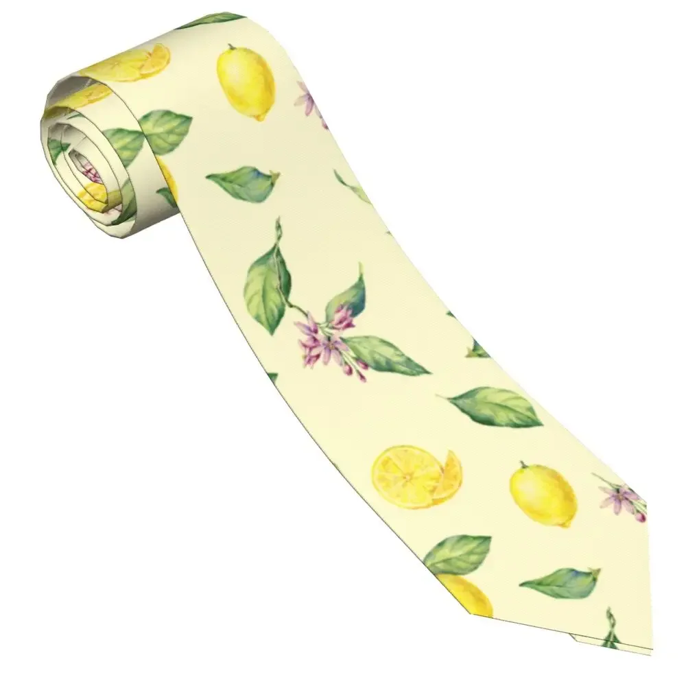 

Lemon Fruit Flower Yellow Neckties Unisex Polyester 8 cm Neck Tie for Mens Slim Narrow Suits Accessories Cravat Wedding Business