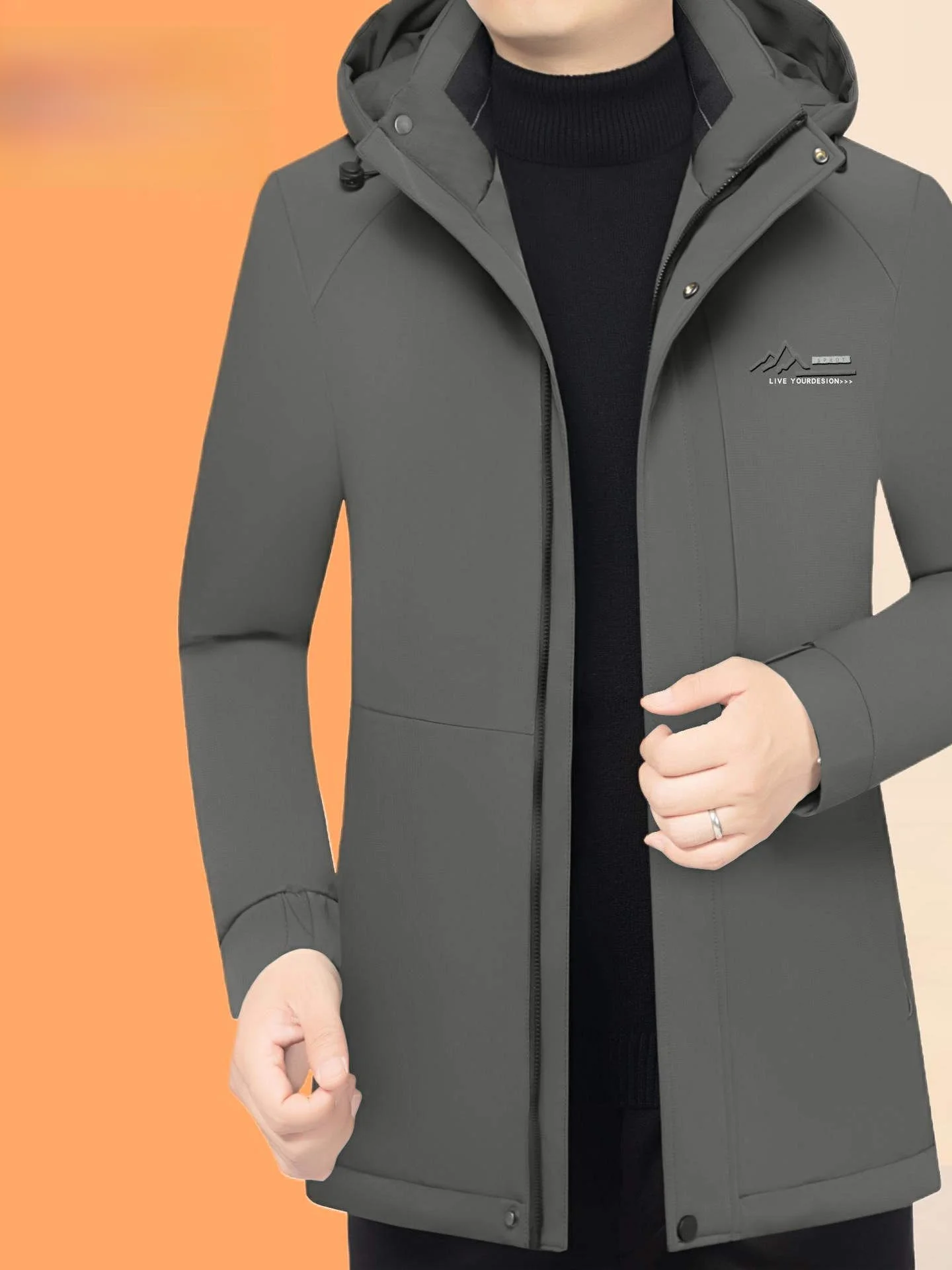 

Men's Winter Thiened Long down Jaet with Hat Youth Sle Casual Faionable Polyester Fiber White Du down Vest