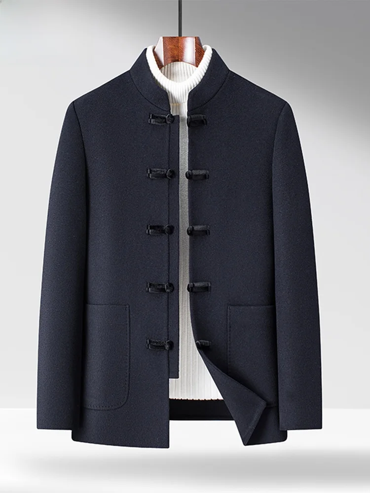 

TUCANO Woodpeer Middle-aged Men's Tang Suit Woolen New Sle Button Winter Spring Detachable down Inner Coat Jaet