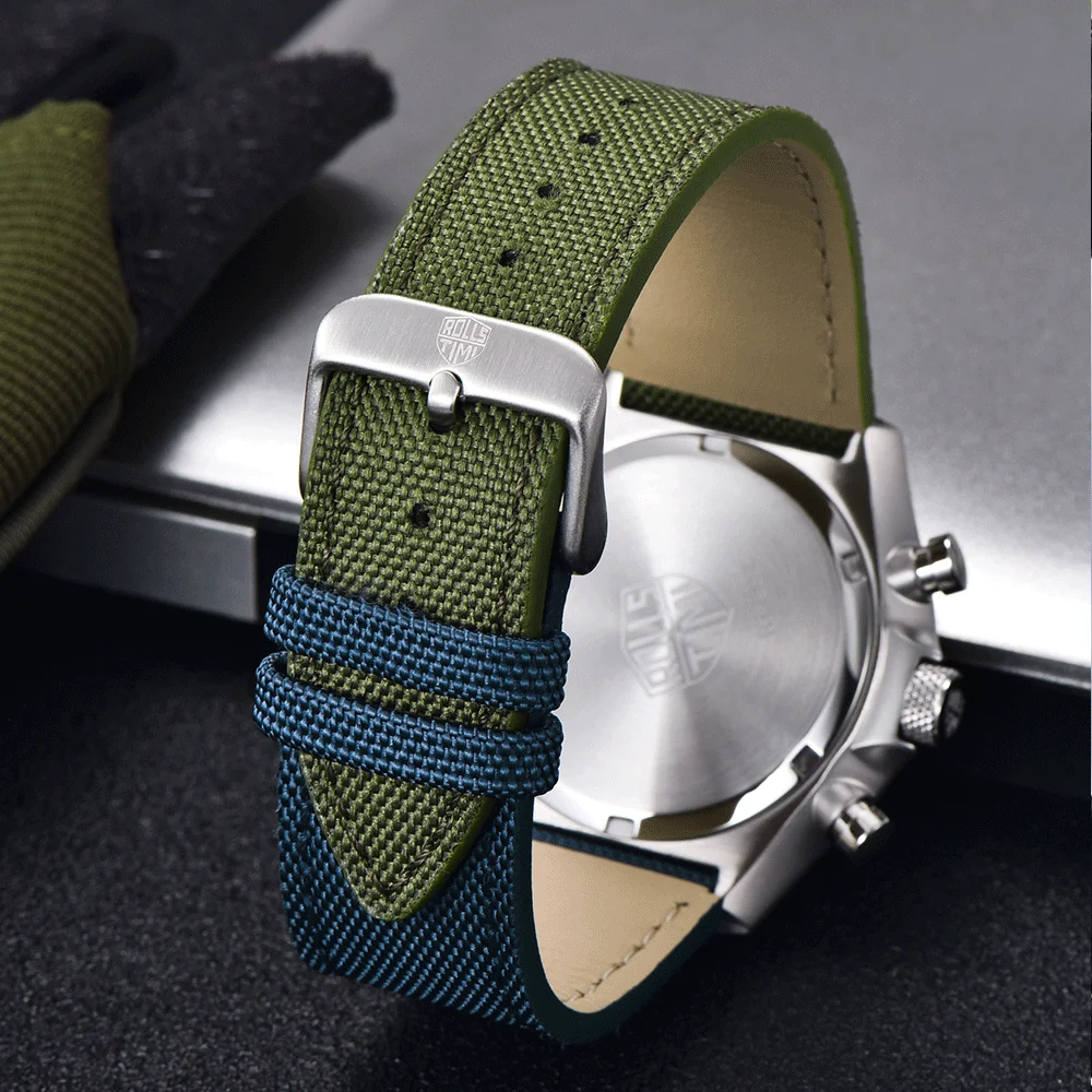 2025new relógio masculino rollstimimi moda masculina relógio de quartzo caixa de presente de duas cores náilon esportes cronógrafo luxo relógio de vidro de safira