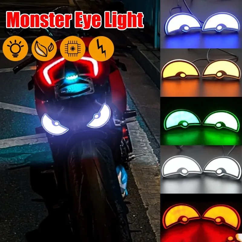 Motorcycle Monster Eyes Light Night Safety License Plate Decorative Screw Light Universal Moto Modified Signal Lamp Assemblies