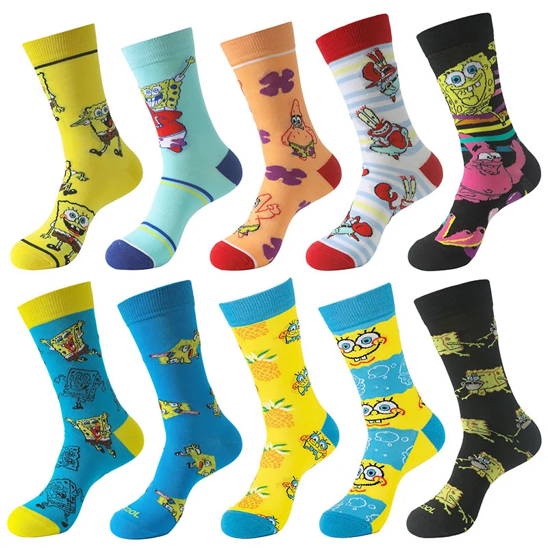 Spongebob Anime Figure Patrick Star Socks Medium Tube Cotton Socks Unisex Cartoon Casual Sports Trend Socks Children\'s toy gift