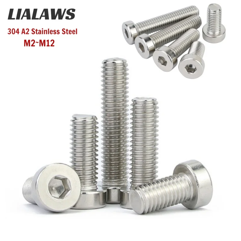 M2 M2.5 M3 M4 M5 M6 M8 M10 304 A2 Stainless Steel Hex Hexagon Socket Thin Low Short Profile Head Allen Cap Bolt Screws DIN7984