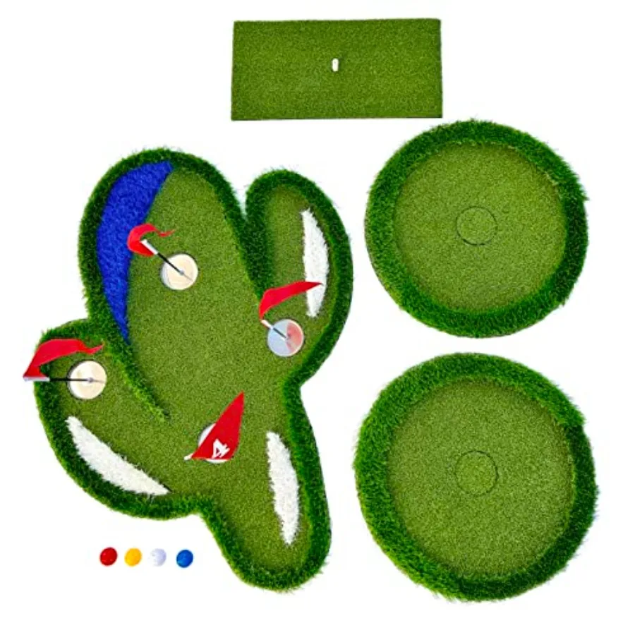 

Floating Golf Green Set with Two Circular Floating Green Targets, Includes Chipping mat with Rubber tee, and 60 Multi-Colored F