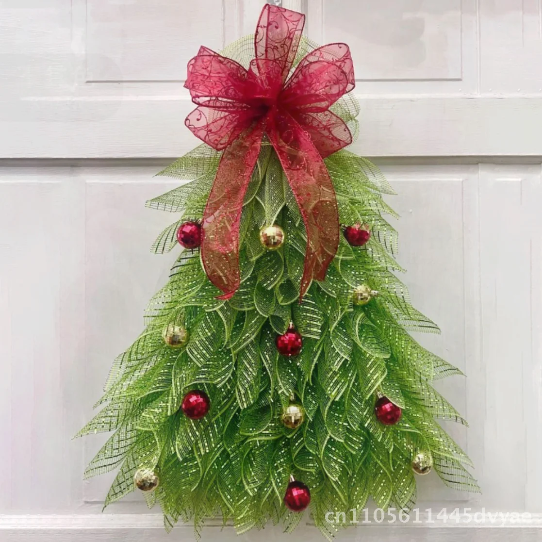 

Рождественский елочный венок, декоративный реквизит, красный бант, сетчатый венок для окна, лестницы, двери, подвесной светильник, роскошная гирлянда ручной работы