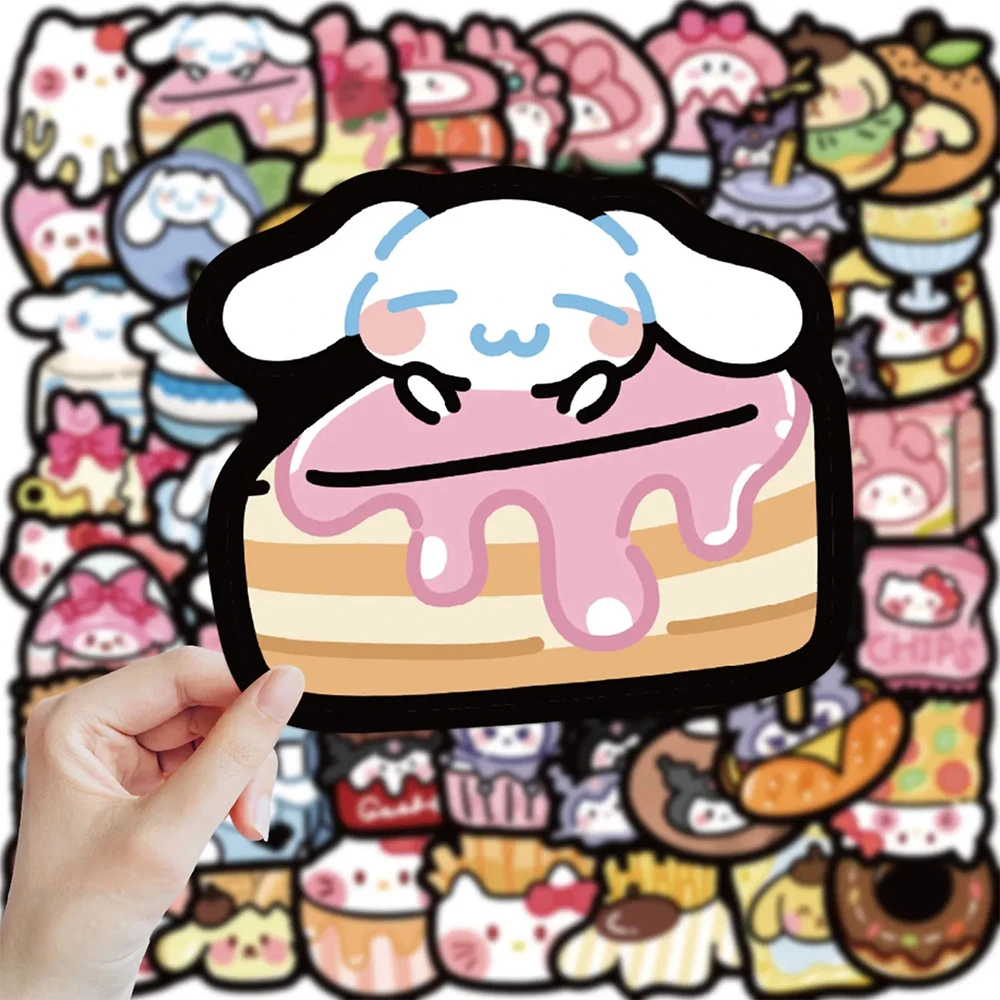 10/30/50 Stück Kawaii Sanrio Lebensmittel-Aufkleber Lustige Cartoon-Kreativ-Sticker DIY Kühlschrank Handy Scrapbook Niedliche Kuromi My Melody Aufkleber