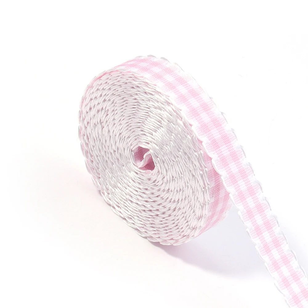 5yards/lot 1cm Classical Colorful Plaid Wavy Trim Ribbon Webbing For DIY Gift Wrapping Clothes Sewing Accessories