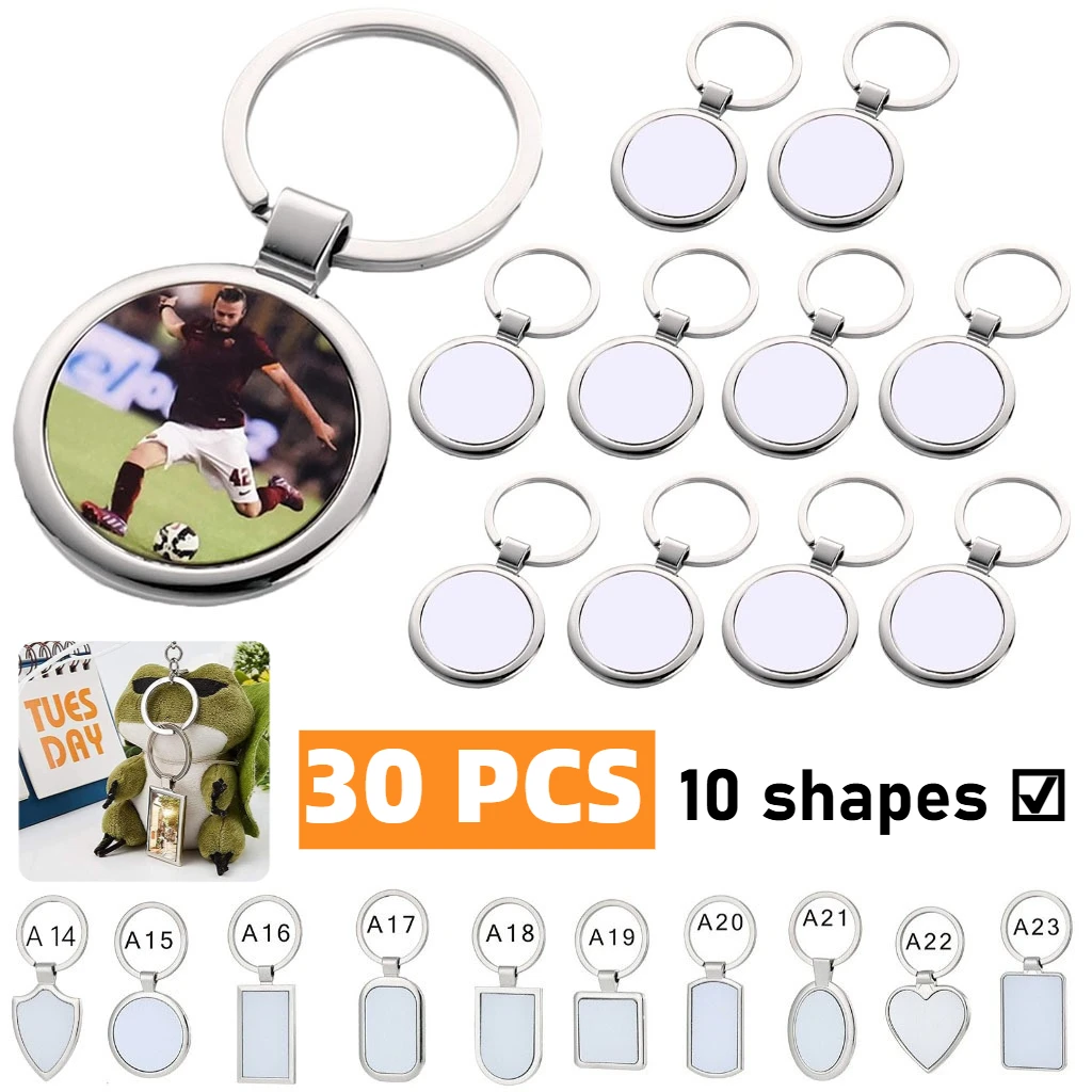 

30pcs Sublimation Blank Keychain with Key Ring Heat Transfer Keychain for Christmas Valentine Graduation Day Present