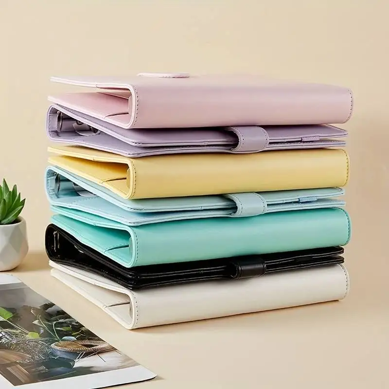 1PC A5 Binder Budget Notebook Planner Cover Loose-leaf Pu Leather Diary Agenda Cash Envelop with Card Pocket School Stationery