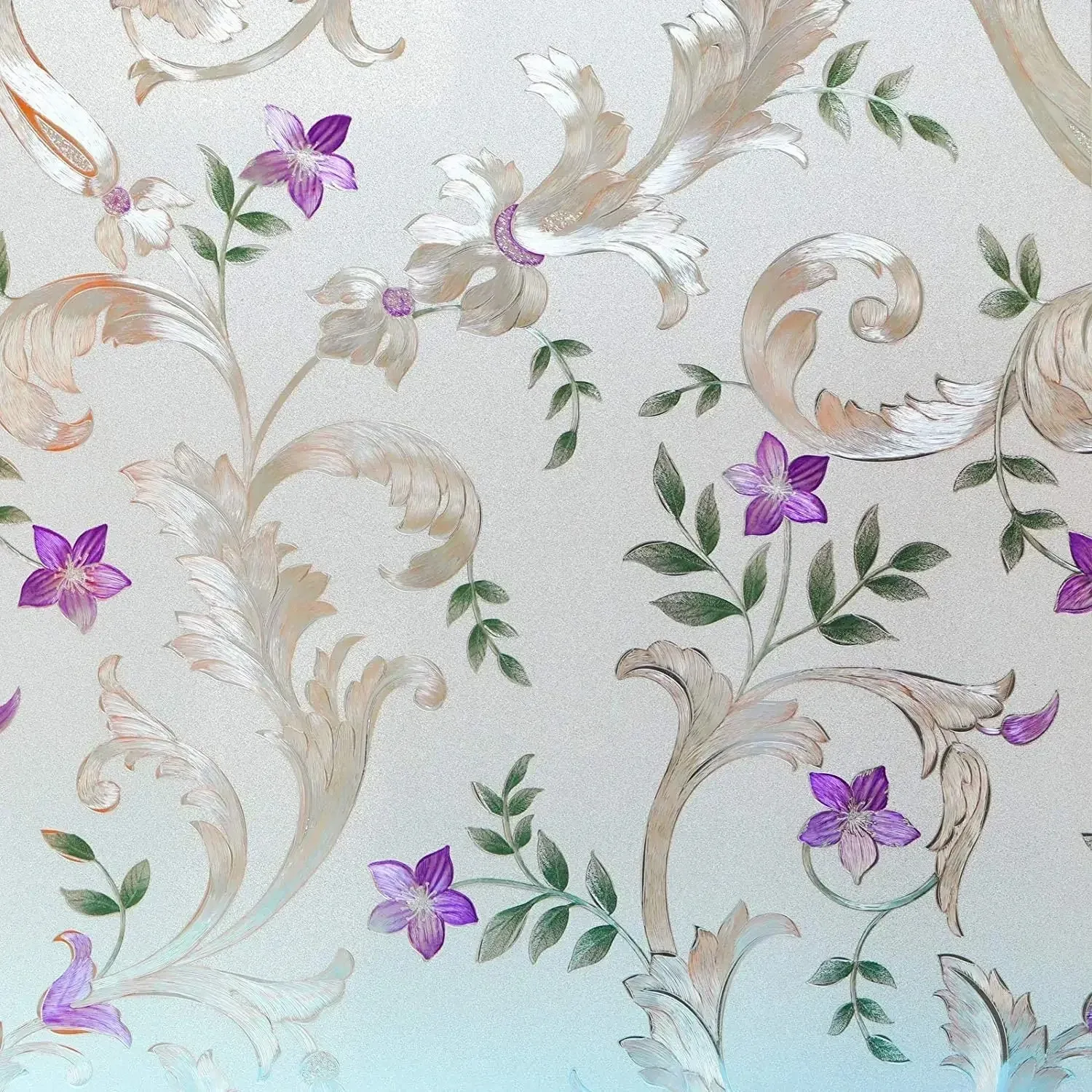 Iris Flower Frosted Nicht klebende dekorative Fensterfolie, statisch haftende Glasfolie, abnehmbare Sichtschutz-Türfolie