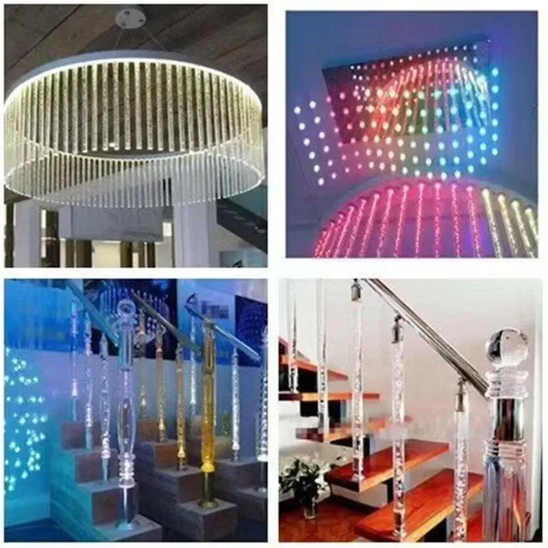 Transparent Acrylic Plastic Plexiglass Solid Rod PMMA Round Bar Organic Glass Rod Bubbles Rod Clear Light Guide Plastic Sticks