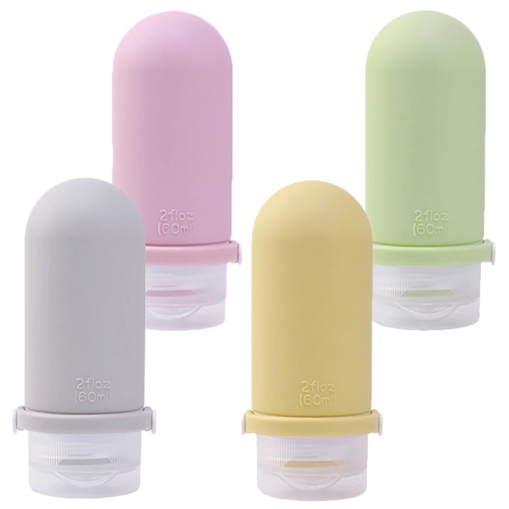 

4Pcs Refillable Silicone Travel Bottles Leakproof Toiletry Containers for Shampoo Lotion Small Size Travel Outdoors