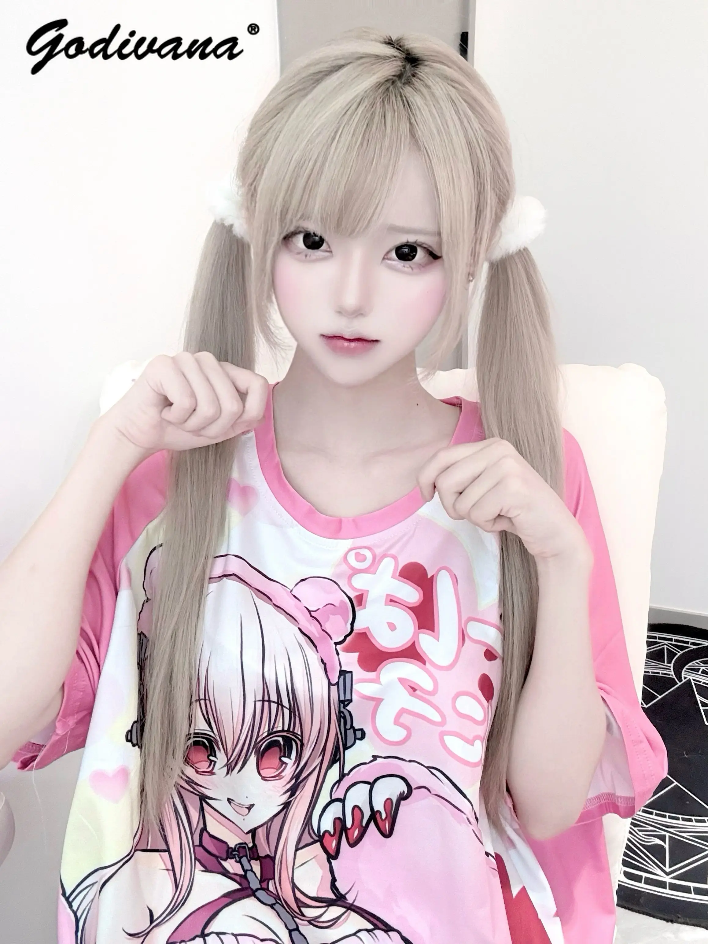 

Оригинальная футболка с короткими рукавами и анимационным принтом, субкультура, готическая студенческая футболка большого размера с длинными рукавами, топ Y2K для девочек