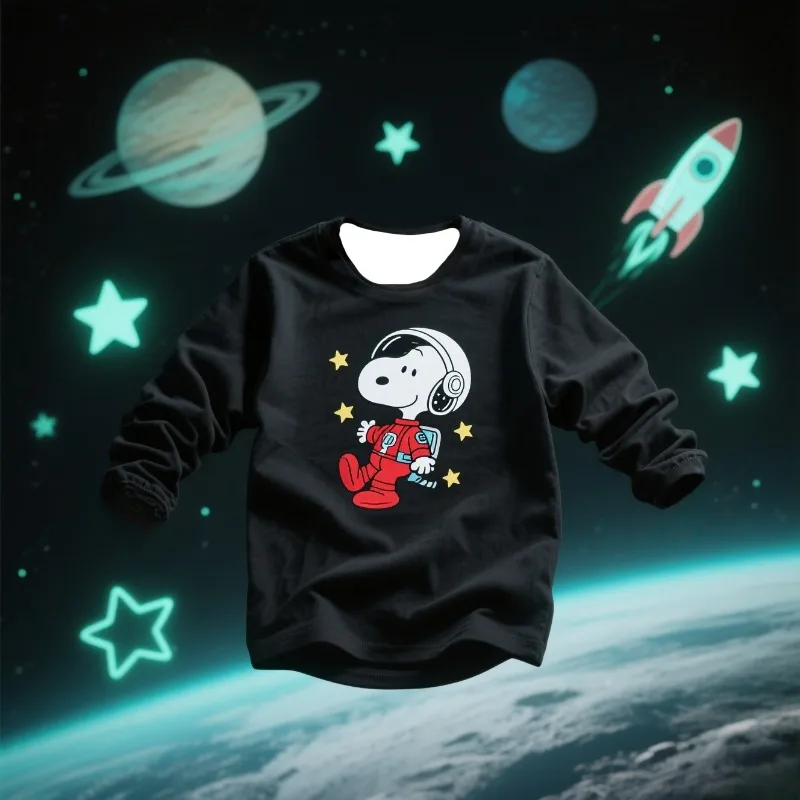 

MOTO-Adult Best - Selling Long - Sleeve T - Shirt with Astronaut Snoopy Print